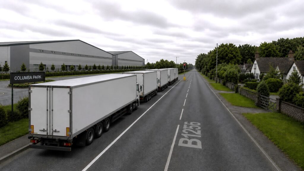 Lorries in filter lane on B1256